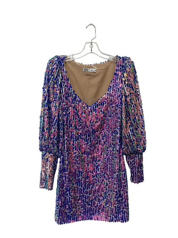 Deal Alert Dress Party Short By Zara In Blue & Purple, Size: M