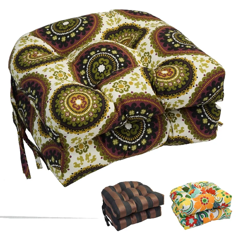 The Best Prices 16-inch Rounded Back Tufted Indoor/ Outdoor Chair Cushions (Set of 2)