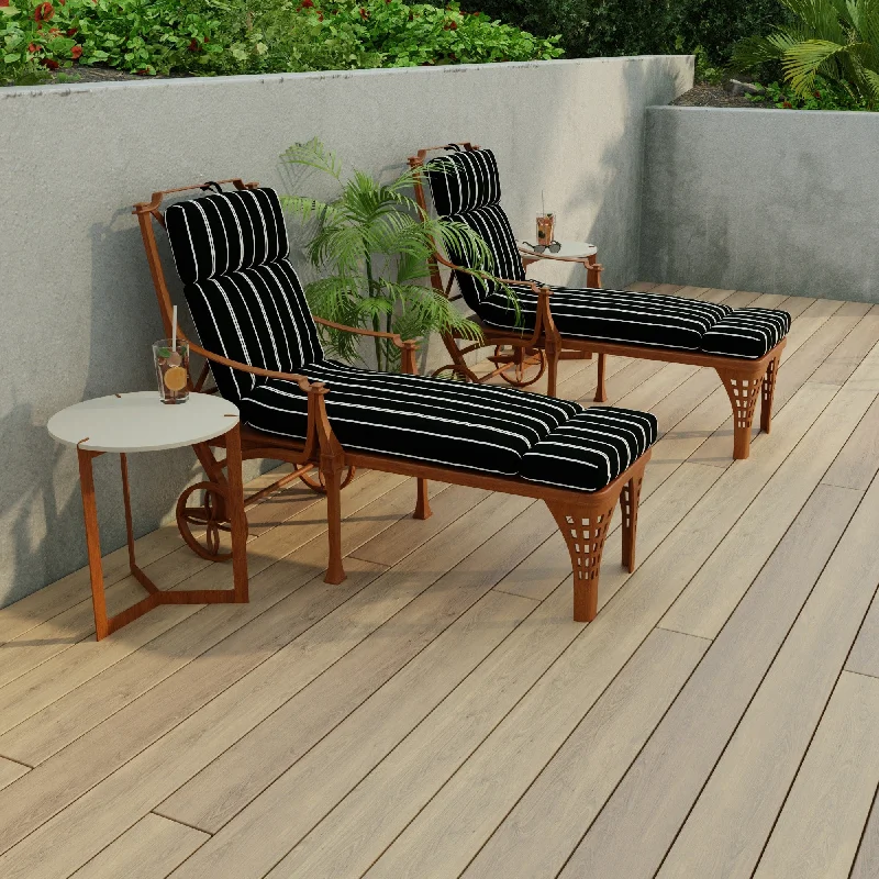Price Buster 72" x 22" Black Stripe Outdoor Chaise Lounge Cushion with Ties and Loop - 72'' L x 22'' W x 3.5'' H Price Buster 72" x 22" Black Stripe Outdoor Chaise Lounge Cushion with Ties and Loop - 72'' L x 22'' W x 3.5'' H