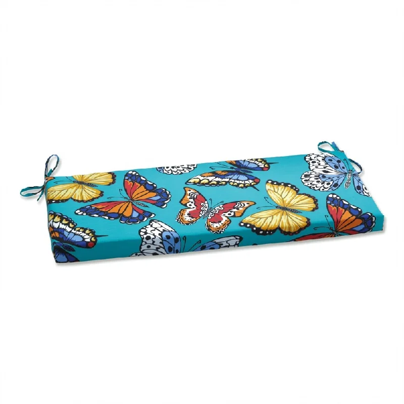 Discount Extravaganza Butterfly Garden Turquoise Bench Cushion - 45 X 18 X 2.5