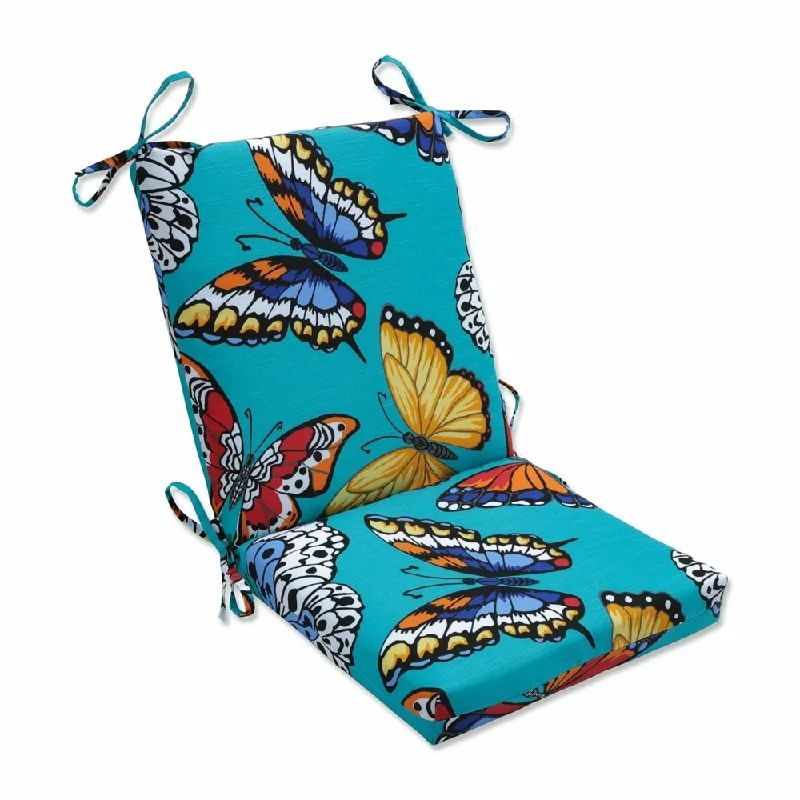 Exclusive Savings Butterfly Garden Turquoise Squared Corners Chair Cushion - 36.5 X 18 X 3