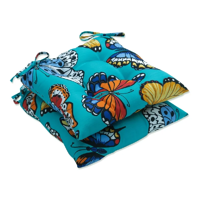 Discount Deals Butterfly Garden Turquoise Wrought Iron Seat Cushion (Set of 2) - 19 X 18.5 X 5 Discount Deals Butterfly Garden Turquoise Wrought Iron Seat Cushion (Set of 2) - 19 X 18.5 X 5