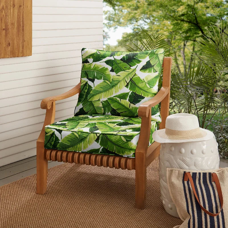 Deal Frenzy Green Indoor/ Outdoor Deep Seating Pillow and Cushion Set (Set of 2)