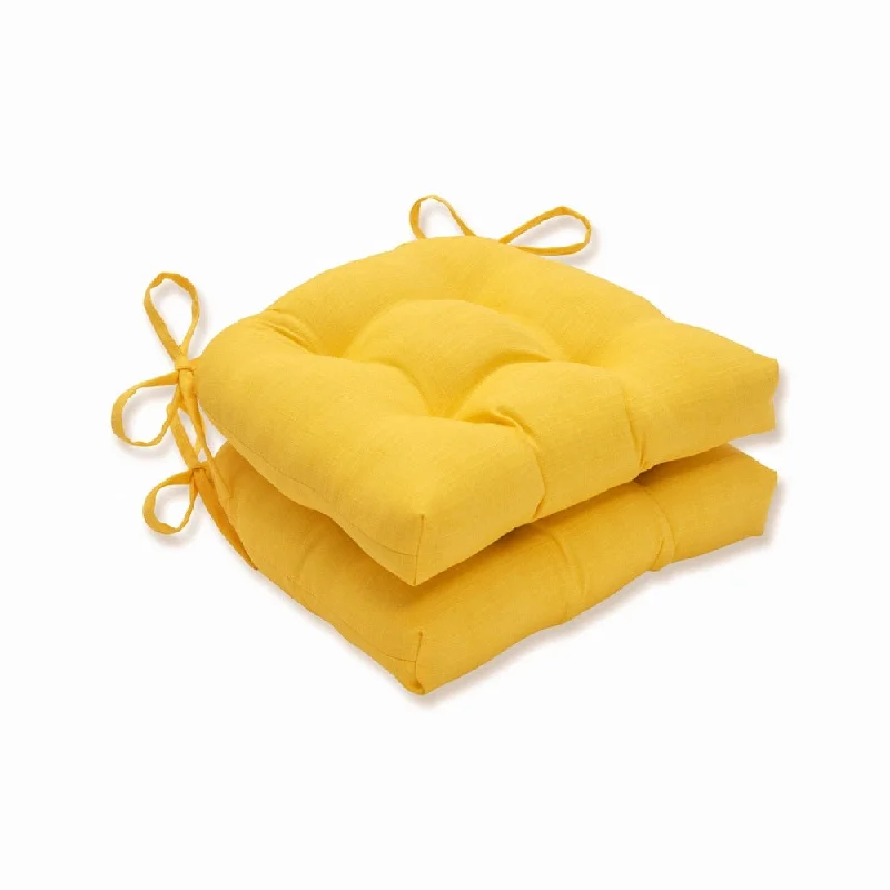 Limited Time Offer Pillow Perfect Outdoor Fresco Solids Yellow Reversible Chair Pad (Set of 2) - 15.5 X 16 X 4 - 15.5 X 16 X 4
