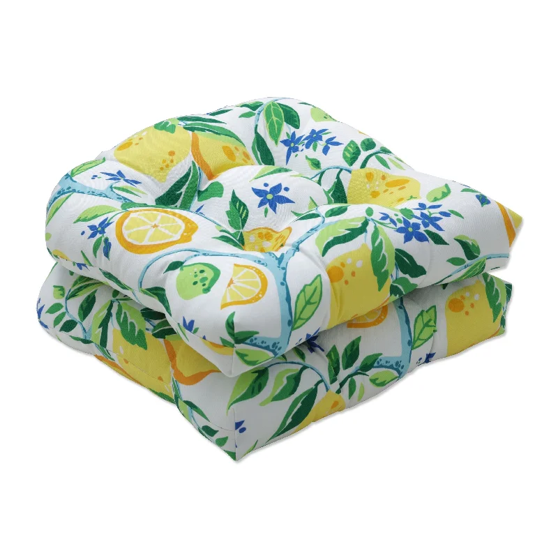 Bargain Bin Pillow Perfect Outdoor | Indoor Lemon Tree Yellow Seat Cushion (Set of 2) 19 X 19 X 5