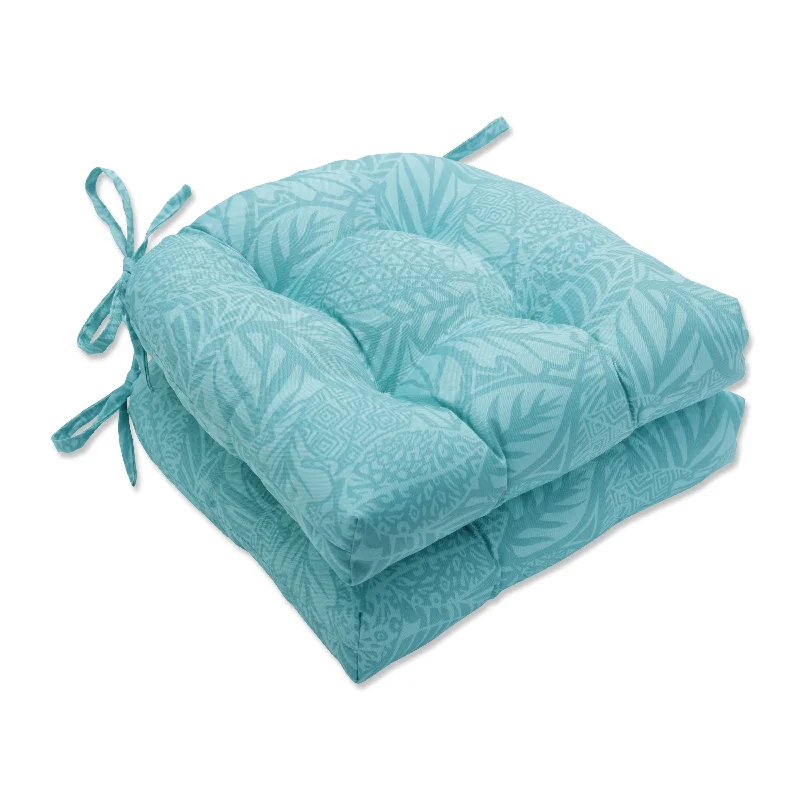 Price Drop Pillow Perfect Outdoor Maven Lagoon Deluxe Tufted Chairpad (Set of 2) - 17 X 17.5 X 4 - 17 X 17.5 X 4