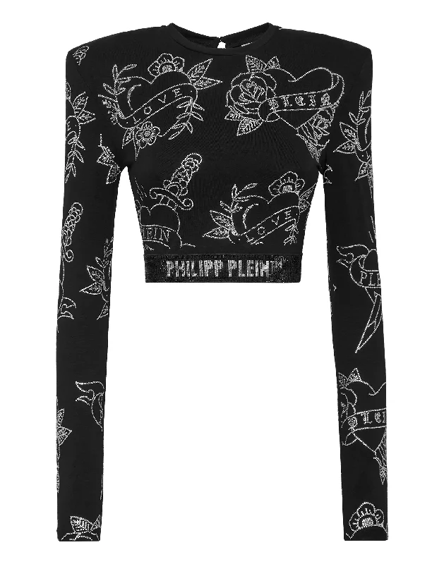 Today’s Special Shoulder Pads Cropped Top LS Love
