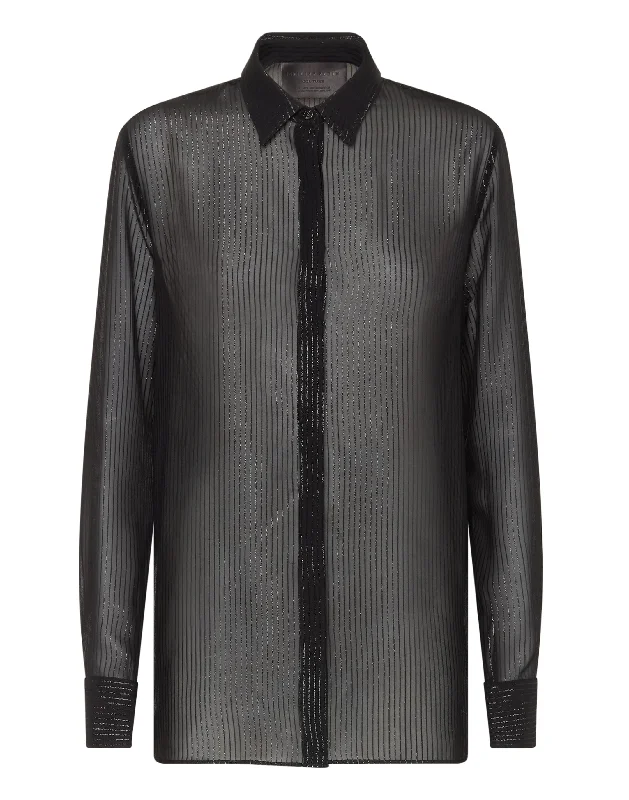 Closeout Silk Shirt Lurex with Crystals