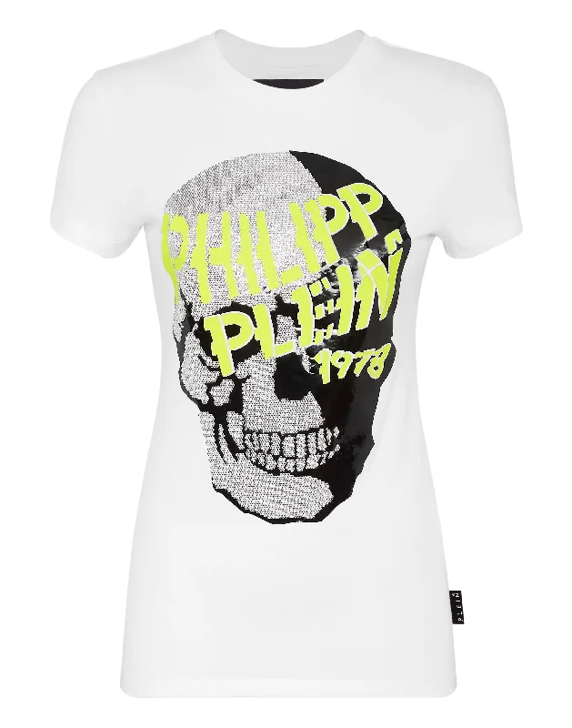 Closeout Sale T-shirt Round Neck SS Skull strass