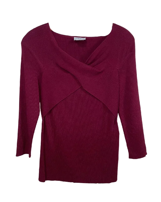 Fantastic Offers Women's Reader Detail Neck Knit Top In Bordeaux