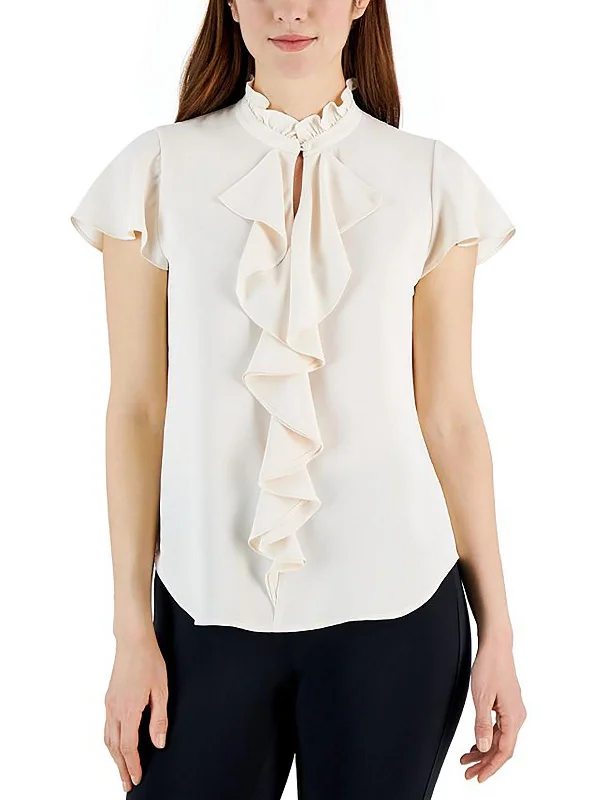 Exclusive Online Offer Womens Ruffled V Neck Pullover Top