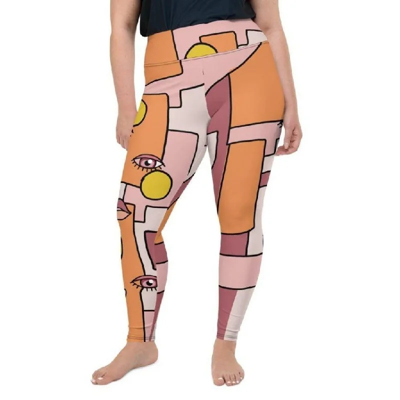 Flash Deals Hand-drawn Contemporary Painting Plus Size Leggings